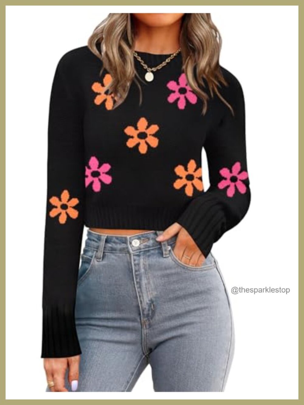 Zeagoo Women's Cropped Sweater Crewneck Long Sleeve Knit Pullover